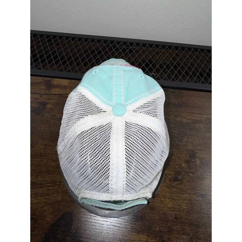 Beach Please‎ Trucker Hat KBETHOS Aqua Distressed Mesh Back Adjustable Cap